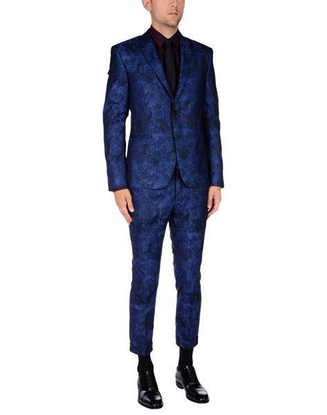 two-piece blue wool pattern suit versace|versace suits.